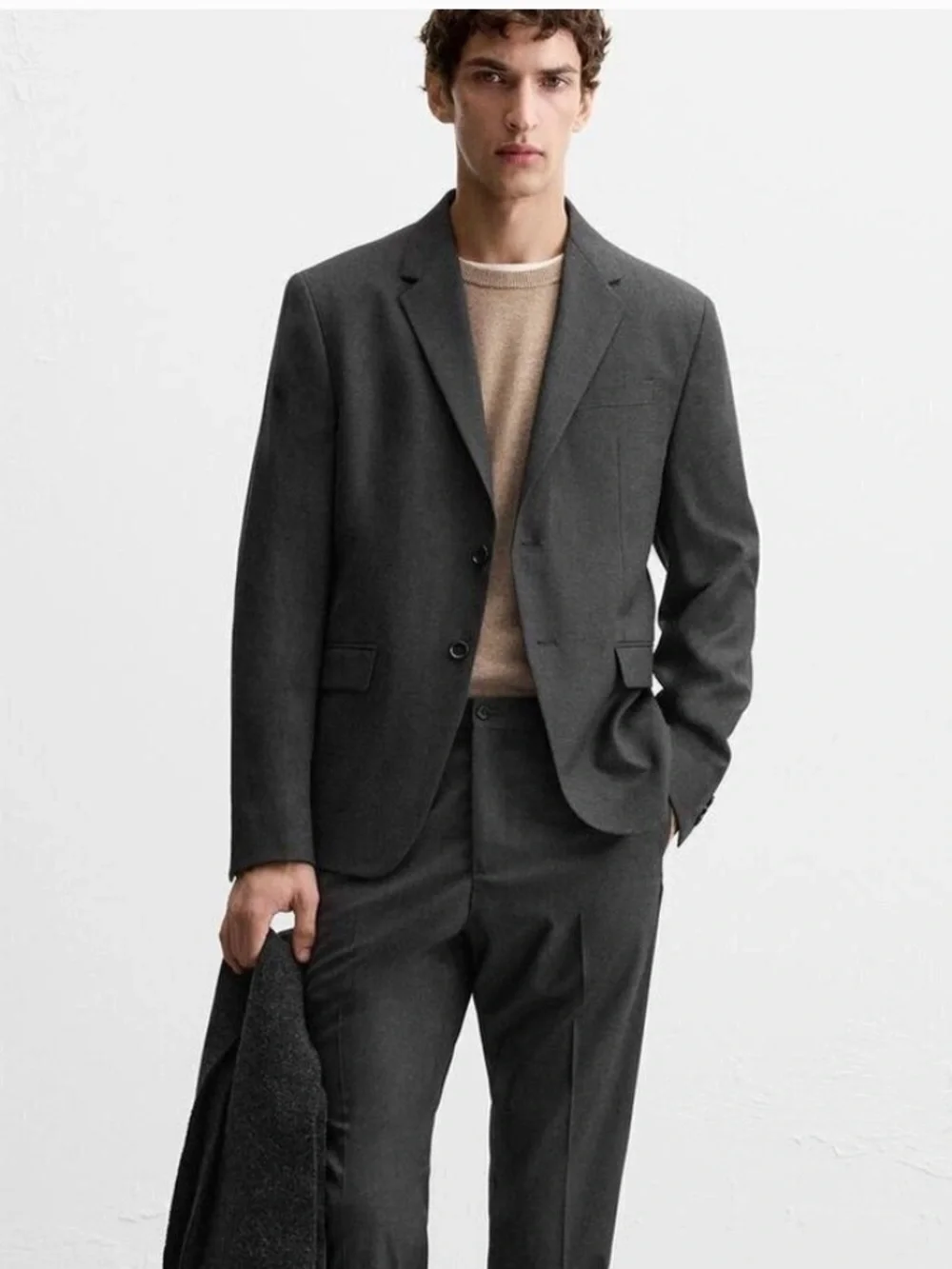 Zara Man NWT Comfort Suit wool blend blazer gray 5682/418